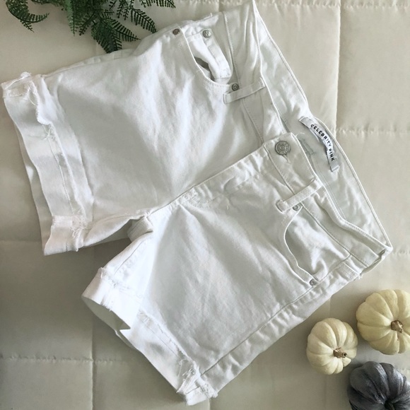Celebrity Pink Pants - White Mid length shorts